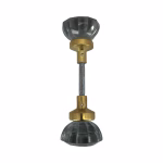 pair of clear glass door knobs with brass ferrules