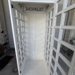 white english telephone phone booth british call box vintage style wooden