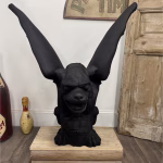 pair of aluminum gothic sitting winged gargoyles