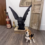 pair of aluminum gothic sitting winged gargoyles