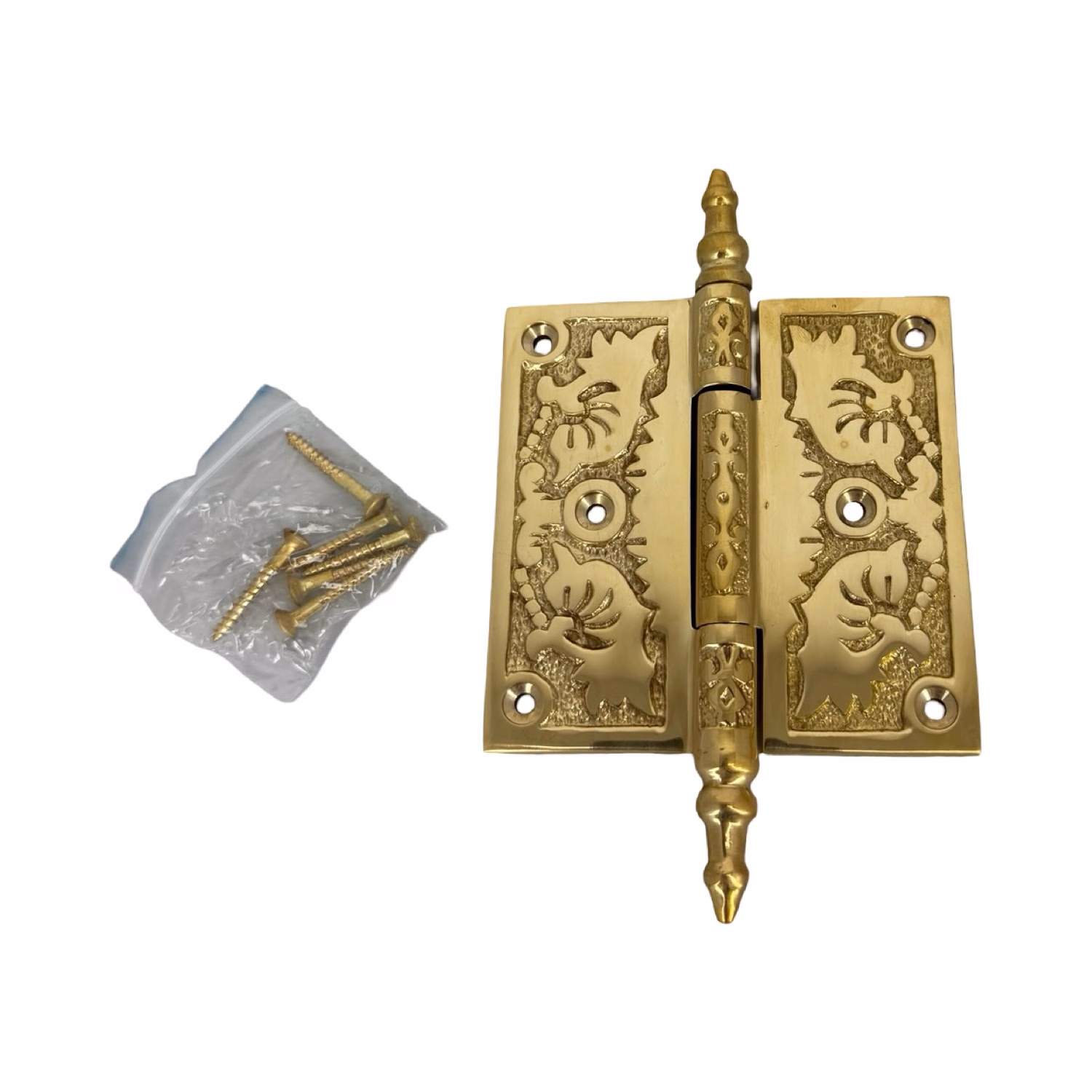 victorian polished brass door hinge 3.5 inch