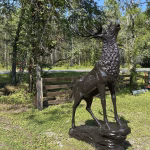 elk statue on rocks 10 foot bronze painted aluminum – forward facing