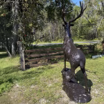 elk statue on rocks 10 foot bronze painted aluminum – forward facing