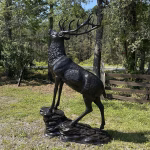 elk statue on rocks 10 foot bronze painted aluminum – forward facing