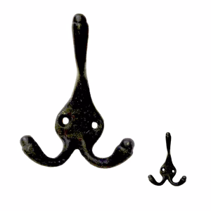 pair of three arm coat bath towel hook cast iron old country vintage style