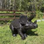walking baby triceratops garden statue - aluminum dinosaur
