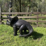walking baby triceratops dinosaur aluminum statue
