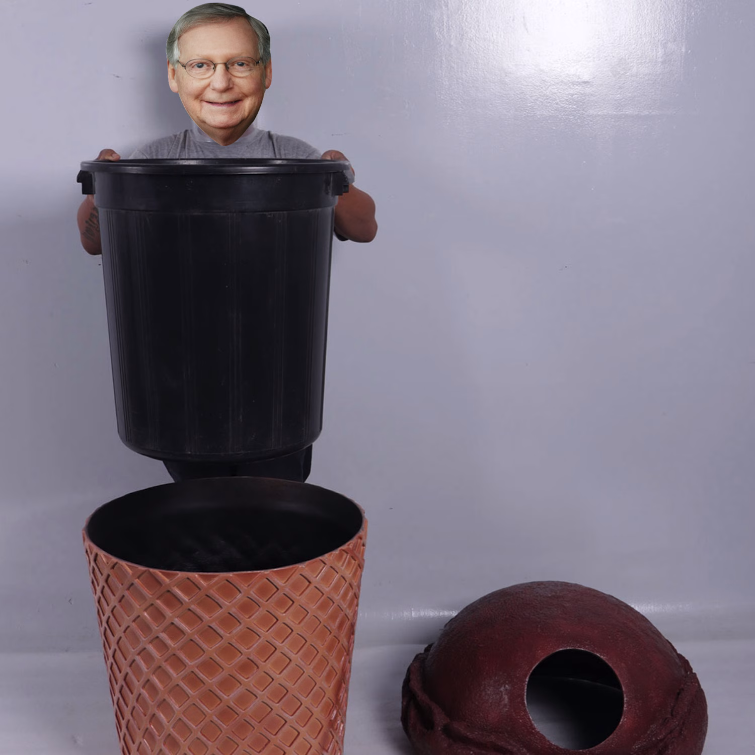 ice cream cone trash cans large restaurant chocolate pair