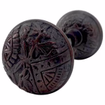 victorian style leaf door knobs in aged bronze