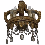 pair of gold leaf royal crowns wall sconces with mercury crystals