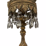 royal crown table lamp with mercury glass crystals and gold leaf