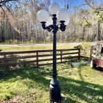 Victorian light post with five-arm globe design for commercial and residential use