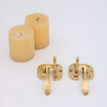 left or right handed ice box latch in solid brass for antique oak refrigerator