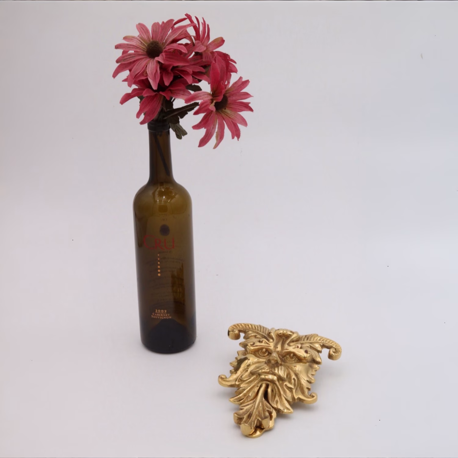 gothic rams head door knocker cast brass