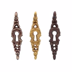 vertical cabinet door keyhole escutcheon in cast brass 3 finish choices