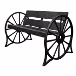 garden wagon wheel bench