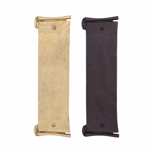 Scroll Banner Shape Push Plate in Solid Cast Brass - 2 Finish Choices