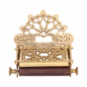 Wall Mounted Fan Top Toilet Paper Holder in Brass