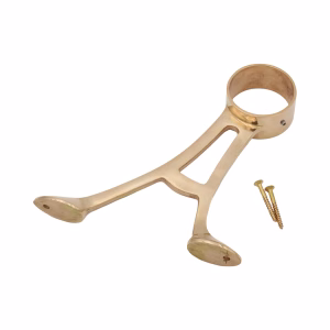 Floor or Wall Mount Off Set Bar Rail Bracket in Polished Brass 2 Inch