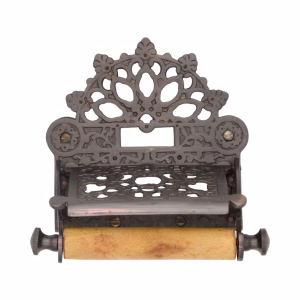 French Fan Top Toilet Paper Holder in Bronze Wall Mounted