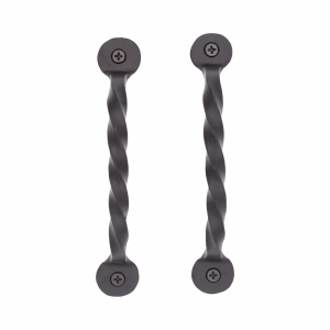 Pair of Twisted Cast Iron Cabinet or Door Pull Handles in Black 5.25 Inch