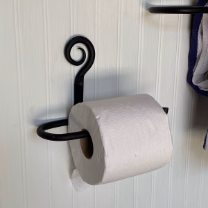 Black Hand Wrought Iron Toilet Paper Holder Black Curled End