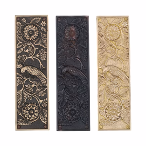 Parrot Motif Push Plate in Cast Solid Brass - 3 Finish Choices
