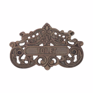 Victorian Style Toilet Door Sign in Aged Bronze