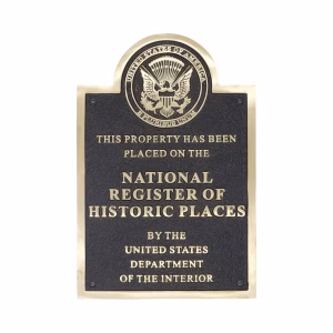 National Register of Historic Places Plaque in Heavy Solid Brass Sign