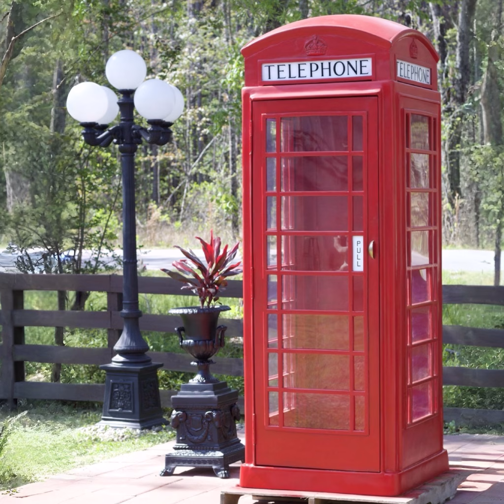 british telephone booth shown up close