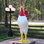 large rooster statue