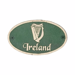Gaelic Harp Ireland Wall Plaque Green Cast Iron Irish Sign
