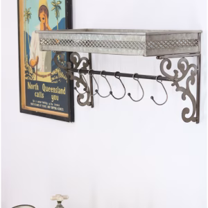 Country Tin Bath Shelf and Towel Bar Shabby Chic Vintage Style