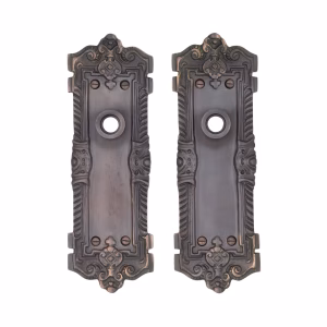 Pair of Solid Brass Door Plates with Bronze Finish - The Wells