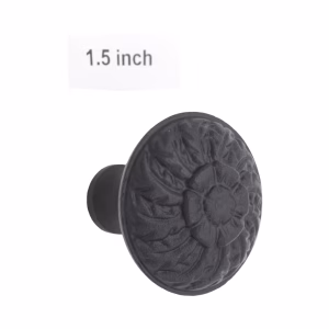 Cast Iron Cabinet Knobs Fern and Flower Design 1.5 inches