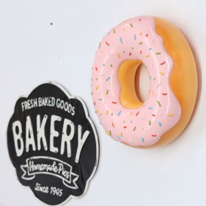 Wall Hanging Strawberry Donut with Sprinkles - Durable Fiberglass & Resin Decor
