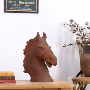 Medium Cast Iron Horse Head Bust 17 Inches Tall