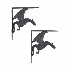 Winged Dragon Cast Iron Shelf Bracket Pair Vintage Style