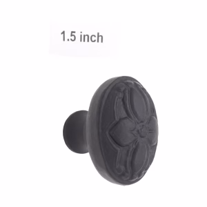 Cast Iron Cabinet Knobs with Floral Motif 1.5 Inches