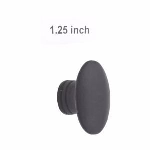 Black Cast Iron Cabinet Knobs Smooth Oval Design 1.25 Inches