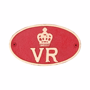 Royal Queen Victoria VR Wall Plaque Red Cast Iron British Sign
