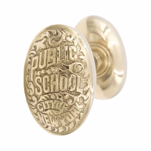 Solid Brass Pair of New York City Public School Door Knobs