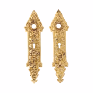 Pair of Solid Brass Double Swivel Keyholes Door Plates -The Boston