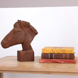 Cast Iron Horse Head Bust Statue Sculpture