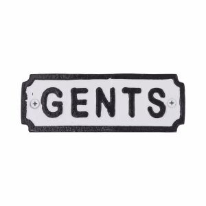 Old Fashioned Antique Replica Gents Restroom Sign in Cast Iron 6.5 inches