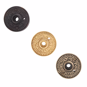 PRIVACY Solid Cast Brass Rice Round Rosette Door Back Plate - 3 Finish Options