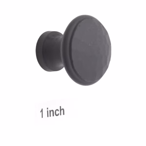 Round Cast Iron Black Cabinet Knobs with Hammered Top 1 Inch Dia.
