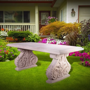 Large Garden Table Made from Fiberglass Resin and Stone