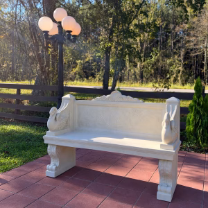 New Home 2026 Roman Emperor's swan bench in a garden, faux stone, front view