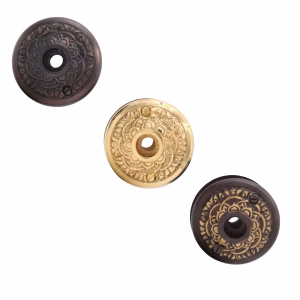 PASSAGE Solid Cast Brass Floral Round Rosette Door Back Plate - 3 Finish Options